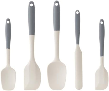 Silicone Spatula Set,5 Piece Food Grade Rubber Spatulas,Gray+White