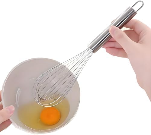 10 inch Stainless Steel Whisk, 5 inches for mixing small amounts of liquids, milkshakes, coffee, juice, etc. 2-piece set (buy 10 inches and get 5 inches as a gift) silver