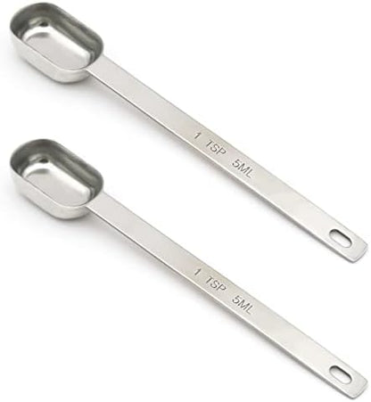 2PCS 1TSP(5ML) Measuring Spoon, Stainless Steel Long Handle Teaspoons