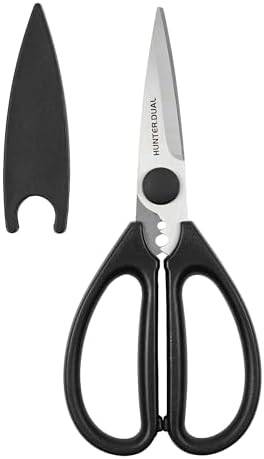 Kitchen Scissors for Food, HUNTER.DUAL Heavy Duty Come Apart Poultry Shears for Cooking, All Purpose for Cutting Chicken, Meat, Fish & Vegetables (Black, 8.26 Inch)