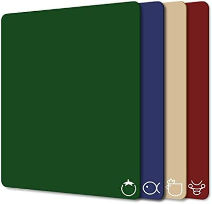 WK Plastic Flexible Cutting Boards for Kitchen Set of 4, Colored Cutting Board Mats with Food Icons, Non-Slip Cutting Mats, BPA Free, Dishwasher Safe