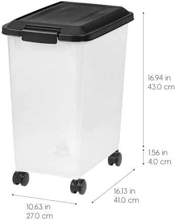IRIS USA Dog Food Storage Container, 2-Pack, Up to 30 lbs, Black