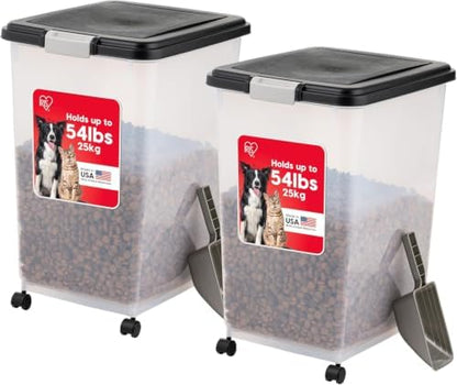 IRIS USA Dog Food Storage Container, 2-Pack, Up to 54 lbs, Black