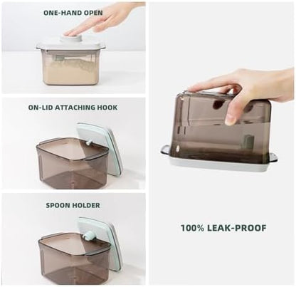 Baby Formula Container, 14oz Airtight Canister with Scoop & Leveler, Brown