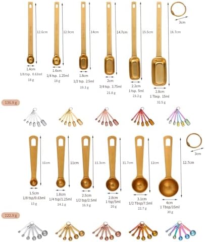 DOCBLACK 6PCS Measuring Spoons Set, Premium Heavy Duty Stainless Steel Metal Kitchen Measuring Tools Set, for Cooking Baking, for Dry or Liquid, Fits in Spice Jar - Rose Gold