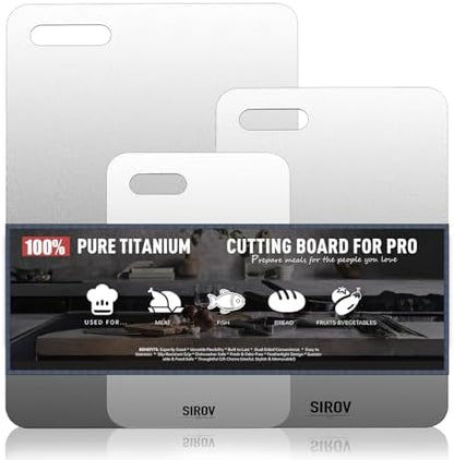 Katori Titanium Cutting Board, 100% Pure Titanium Cutting Boards For Kitchen, Best Non Toxic chopping board, Dishwasher safe, Hygiene and Durability for Meat and fruit, New Package Design (3 PCS)