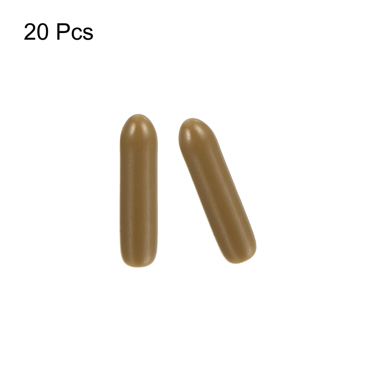 20pcs Rubber End Caps 2mm ID Vinyl PVC Round Tube Bolt Cap Cover Screw Thread Protectors Light Brown