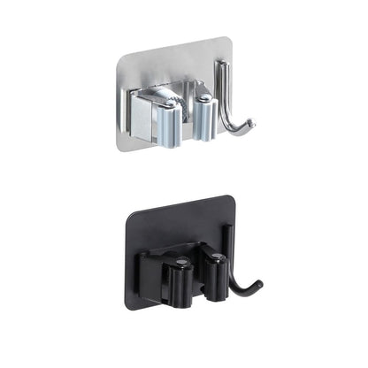 Pack of 8 Stainless Steel Broom Holder No Drill Mop Wall Mount Holder Gripper Rack with Hook Hanger Garden Tool Organizer (4 Count)