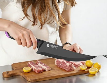 ASETY Knife Set, 15 PCS Kitchen Knife Set with Built-in Sharpener Block