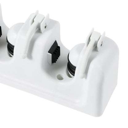 Mop and Broom Holder Wall Mounted Storage Rack Slots Hooks for Garage Garden Kitchen Organization Versatile Umbrella and Tool Storage Rack White