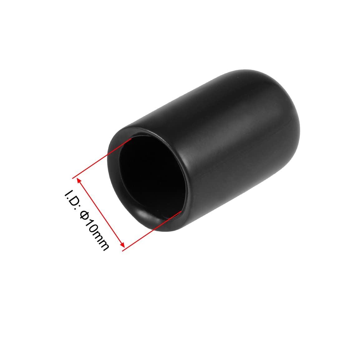 20pcs Rubber End Caps 10mm ID Vinyl Round Tube Bolt Cap Cover Thread Protectors Black (20 Count)