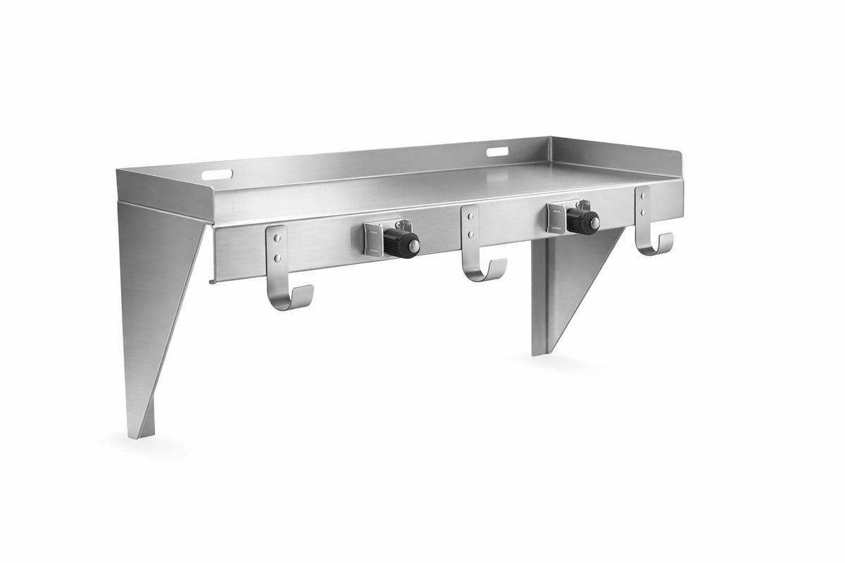 Stainless Steel Utility Shelf with 2 Mop and Broom Holders
