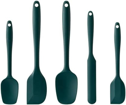 Silicone Spatula Set,5 Piece Food Grade Rubber Spatulas,Dark Green