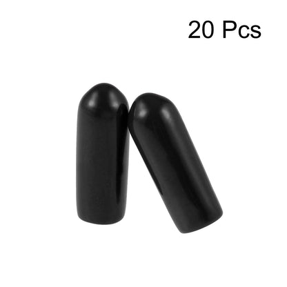 20pcs Rubber End Caps 3.5mm ID Vinyl Round Tube Bolt Cap Cover Thread Protectors Black (20 Count)
