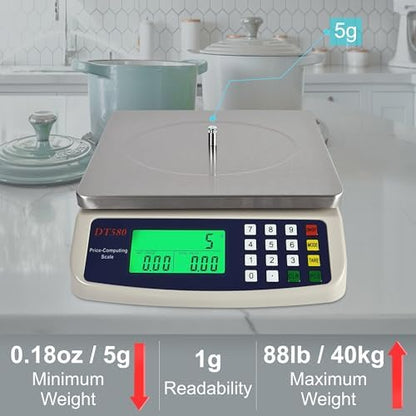 Commercial Weight-Price Scale 40kg/1g Market Balance with Counting Function