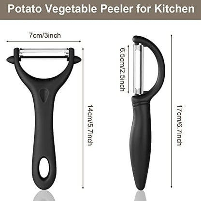 AUAUY 2PCS Potato Peeler, Y and I-Shaped Swivel Vegetable Peeler Set, Black