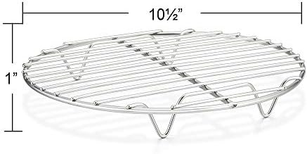 E-far 10½ Inch Round Cooling Cooking Racks, Stainless Steel Round Steaming Baking Rack Set of 2, Multi-Purpose for Canning Air Fryer Pressure Cooker, Dishwasher Safe