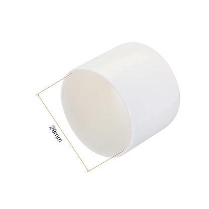 20pcs Rubber End Caps 29mm ID Vinyl Round Tube Bolt Cap Cover Screw Thread Protectors White