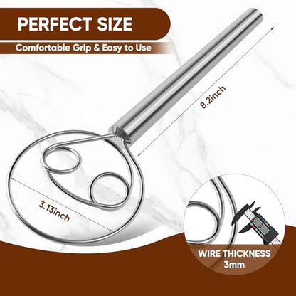 Maxjoy Danish Dough Whisk Stainless Steel for Sourdough Bread