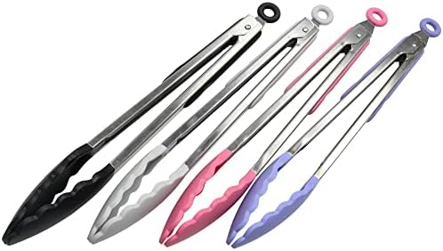 Chef Craft Premium Silicone Cooking Tongs, 12 inch, Pink