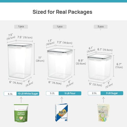 Vtopmart 5 PCS Flour and Sugar Storage Container Sets for Regular Bakers