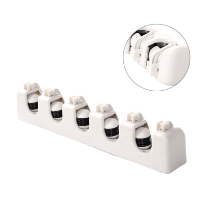 Wall Mounted Mop Holder Broom Organizer Storage Rack with 5 Positions 6 Hooks Space