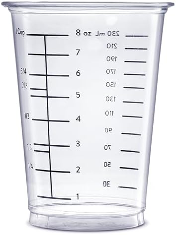 GUSTO 10 oz Clear Plastic Measuring Cups [25 Count] Disposable Multipurpose Cups for Baking, Cooking, Resin & Mixing (Formerly Comfy Package)