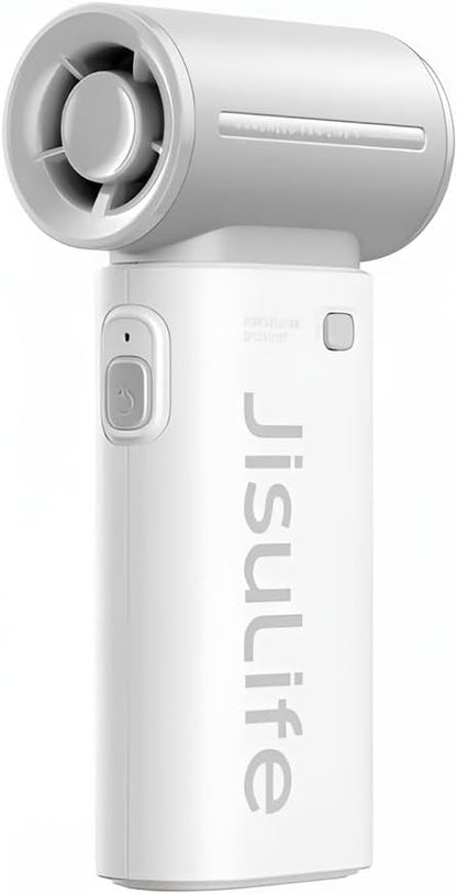 JISULIFE Portable Handheld Fan Life9, Turbo Power High Speed Air [12H Max Cooling Time], 5 Gear Wind, 3600mAh Rechargeable, Mini Pocket Design, Personal Fan for Travel Concerts Camping Makeup - Grey