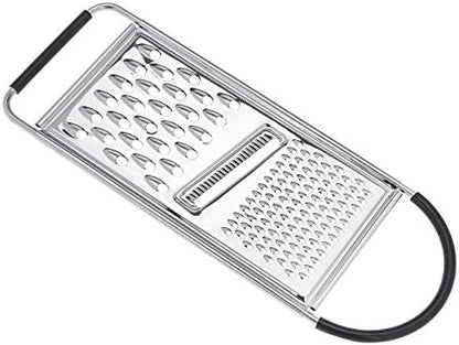 Amazon Basics Cheese Grater with Handle, Stainless Steel Zester, Easy to Clean, Dishwasher Safe, Rectangular, Non-Slip, Multifunction Tool for Kitchen Prep, Vegetables, Black
