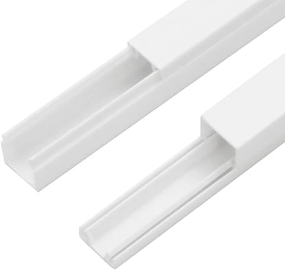 Cable Trunking Raceway Kit, 0.8 x 0.4 Inch Cord Cover, 32.8 Feet PVC Wire Hider, 10 Pieces Screwable Cable Management Channels for Wall, Floor and Ceiling, White