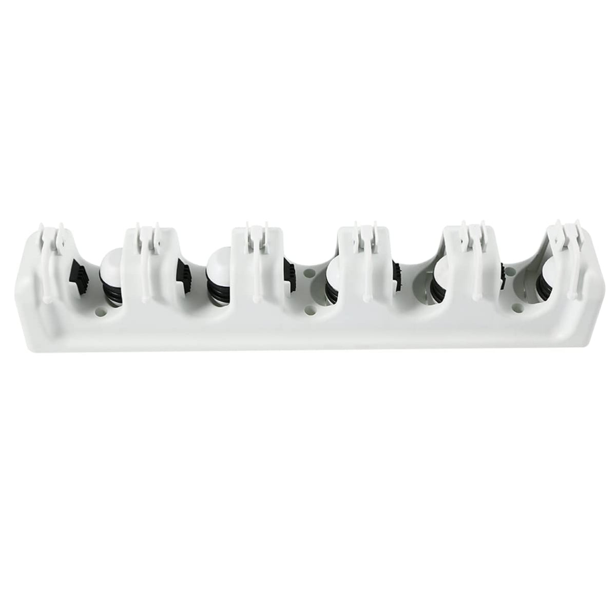 Mop and Broom Holder Wall Mounted Storage Rack Slots Hooks for Garage Garden Kitchen Organization Versatile Umbrella and Tool Storage Rack White