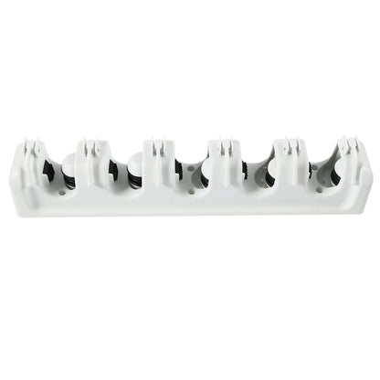 Mop and Broom Holder Wall Mounted Storage Rack Slots Hooks for Garage Garden Kitchen Organization Versatile Umbrella and Tool Storage Rack White