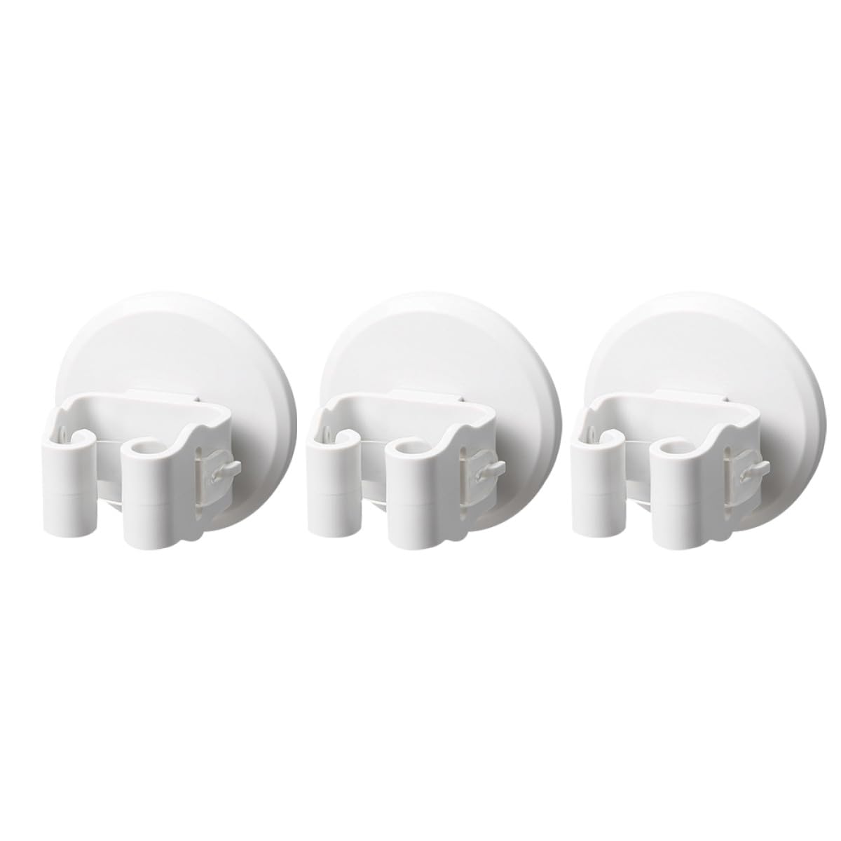 3pcs Suction Cup Mop and Broom Holder Wall Mounted Clamp White