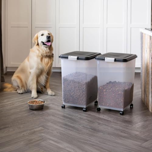IRIS USA Dog Food Storage Container, 2-Pack, Up to 54 lbs, Black