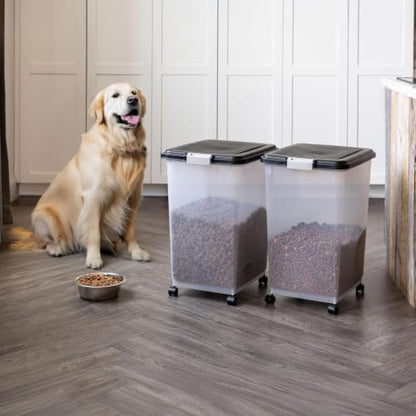 IRIS USA Dog Food Storage Container, 2-Pack, Up to 54 lbs, Black