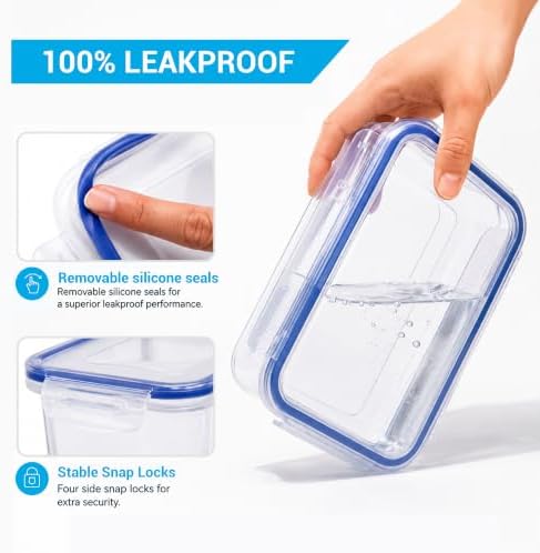 LOCK & LOCK Easy Essentials Food Storage lids/Airtight containers, BPA Free, Rectangle-88 oz-for Rice, Clear
