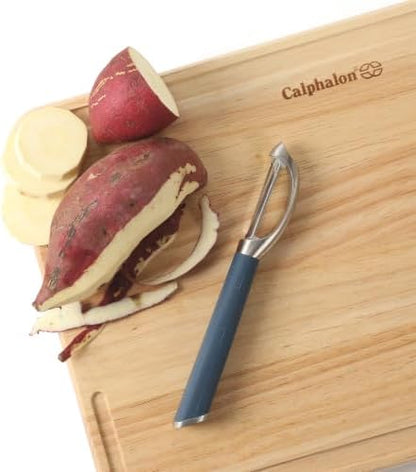Calphalon Stainless Steel Vegetable Peeler with Swivel Blade, Ergonomic Non-Slip Grip Handle for Fruits & Vegetables, Kitchen Peeler for Smooth Peeling & Meal Prep