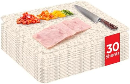 Purple Dot 30 Pc Disposable Cutting Board Sheets - Durable Chopping Board for Meat, Chicken, Fish, Vegetables; Large, Portable, Flexible Cutting Board Mats for Kitchen, Crafts and Art Project, Camping