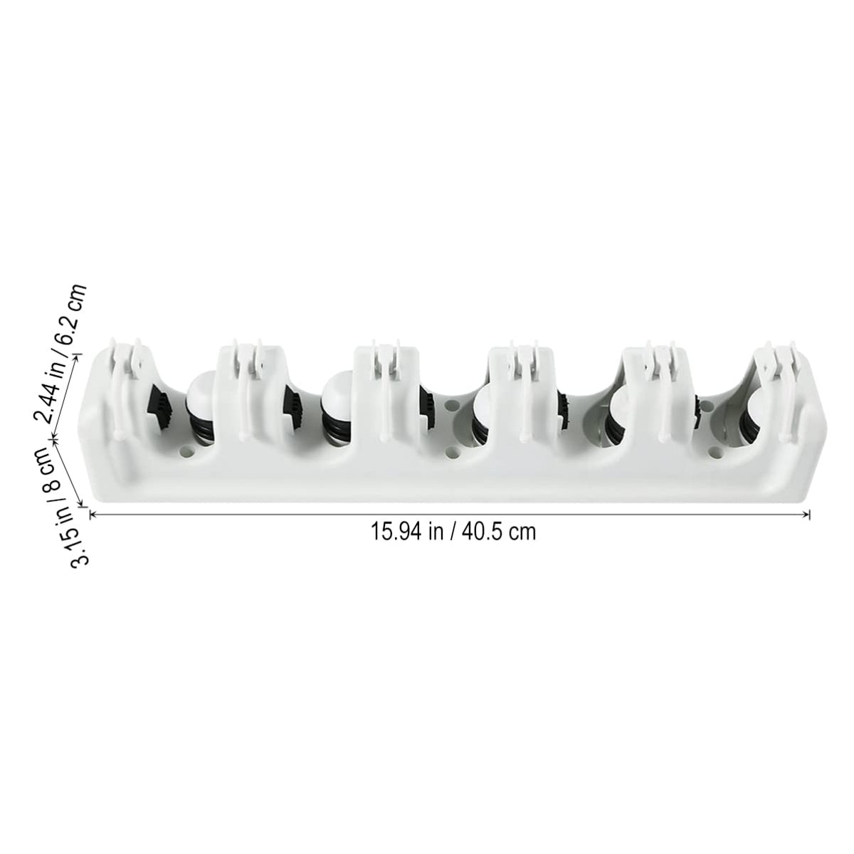 Mop and Broom Holder Wall Mounted Storage Rack Slots Hooks for Garage Garden Kitchen Organization Versatile Umbrella and Tool Storage Rack White