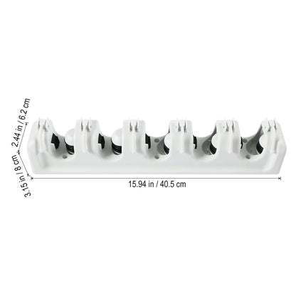 Mop and Broom Holder Wall Mounted Storage Rack Slots Hooks for Garage Garden Kitchen Organization Versatile Umbrella and Tool Storage Rack White