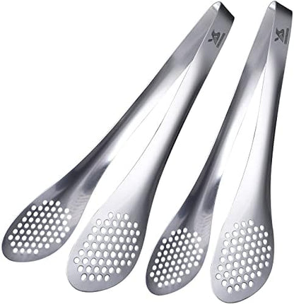 MSY BIGSUNNY 11Inch Kitchen Cooking Food Tongs Stainless Steel Buffet Tongs (silver, 2 pack)