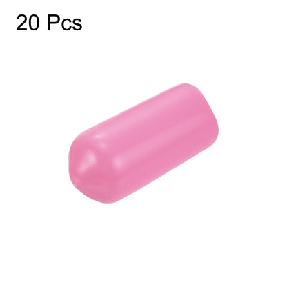 20pcs Rubber End Caps 7mm ID Vinyl PVC Round Tube Bolt Cap Cover Screw Thread Protectors Pink