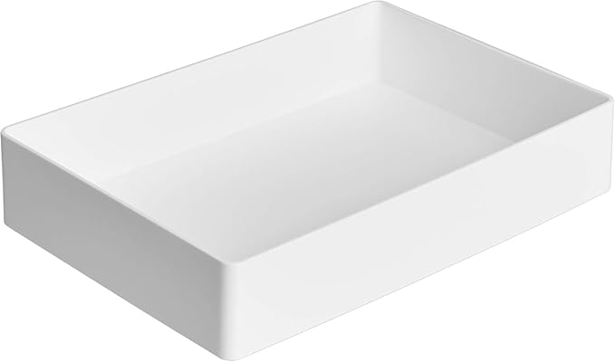 Amazon Basics Rectangular Plastic Desk Organizer with Storage Trays, Accessory Tray, Drawer Organizer, 9.4 x 6.7 x 2 inch, White