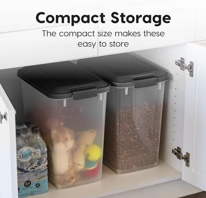 IRIS USA Dog Food Storage Container, 2-Pack, Up to 30 lbs, Black