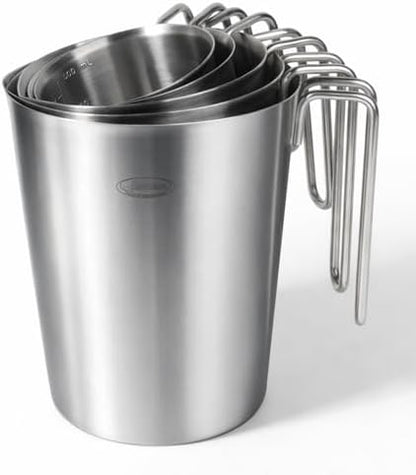Newness 5-Pack Stainless Steel Measuring Cups Set, Metal Measuring Cup