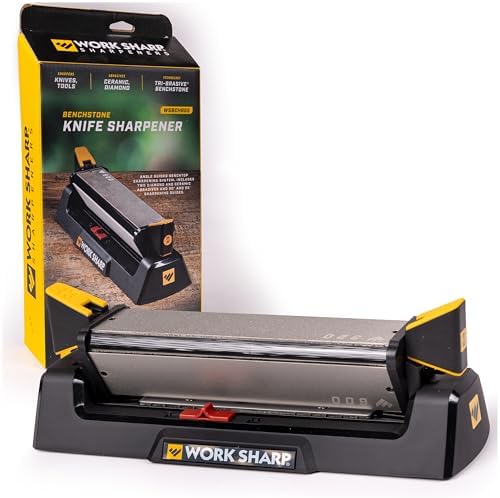 Work Sharp Benchstone Knife Sharpener, 3 sided for faster manual pocket or hunting knife sharpening