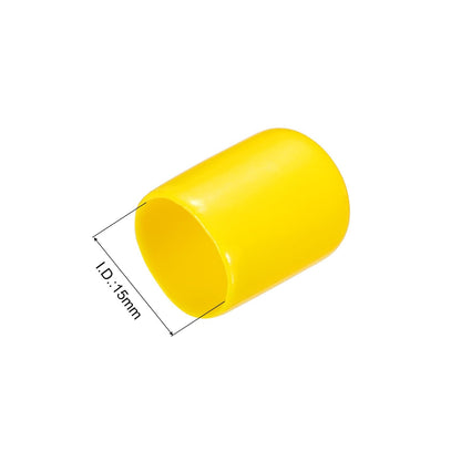 20pcs Rubber End Caps 15mm ID Vinyl PVC Round Tube Bolt Cap Cover Screw Thread Protectors Yellow