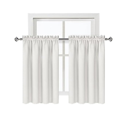 Short Blackout Curtains 42 x 36 Inch Long for Kitchen RV Bunk Ivory (2 Count)