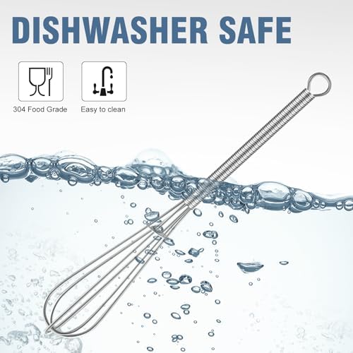 Walfos Mini Whisk,304 Anti-Rust Small whisk,Sturdy Stainless Steel Wire Tiny Whisks 6+7+8in,Ideal for mixing individual eggs, jams, spices and other small portion ingredients.(3pcs）