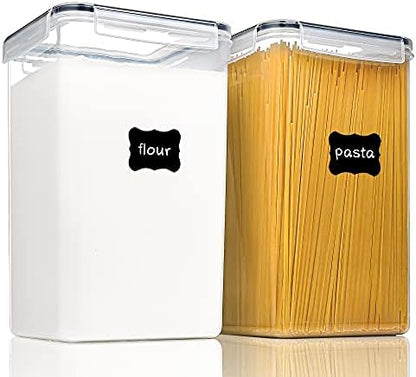 Large Food Storage Containers with Lids Airtight 6.5L / 5.9 quart, for Flour, Sugar, Baking Supply and Dry Food Storage, PANTRYSTAR 2PCS BPA Free Plastic Canisters for Kitchen Pantry Organization